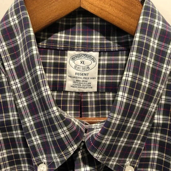 Brooks Brothers Regent XL Non Iron Oxford Purple and White Button Down L/S - Picture 5 of 5